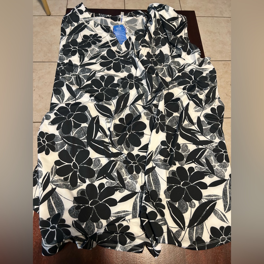 Swimsuits For All Black and White Floral Swim Coverup